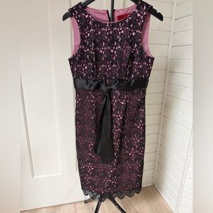 JS Collections Black and Pink Lace Midi Dress